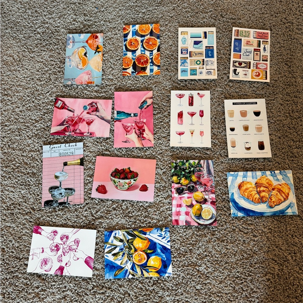 Set of 14 Colorful Kitchen/Bar Prints